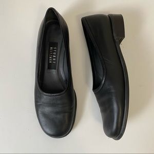 Stuart Weitzman black leather round toe flats